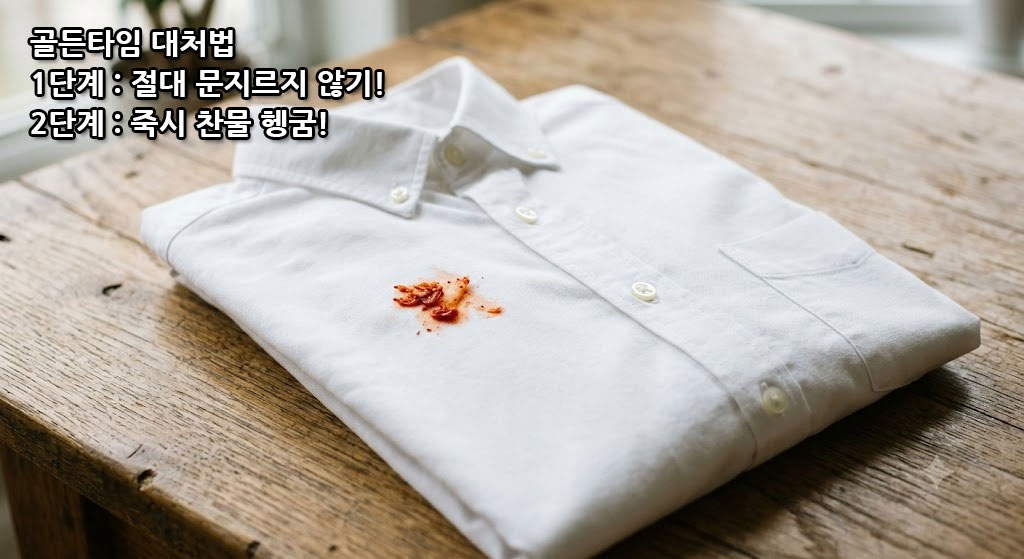 흰 옷 김치 국물 얼룩 응급처치
